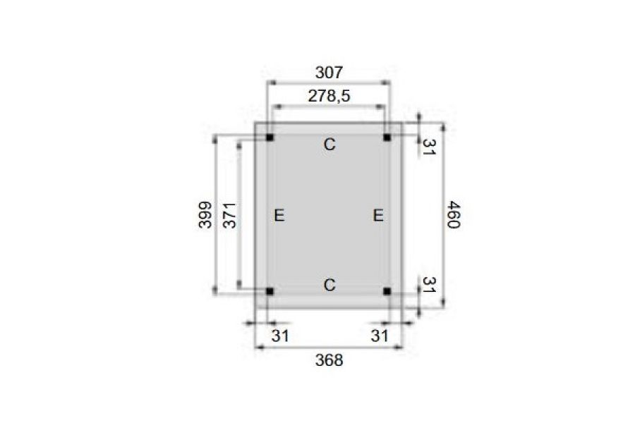 Plattegrond Overkapping Excellent L 310x400 cm