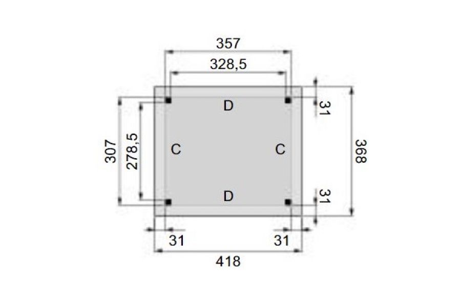 Plattegrond Overkapping Excellent L 360x310 cm