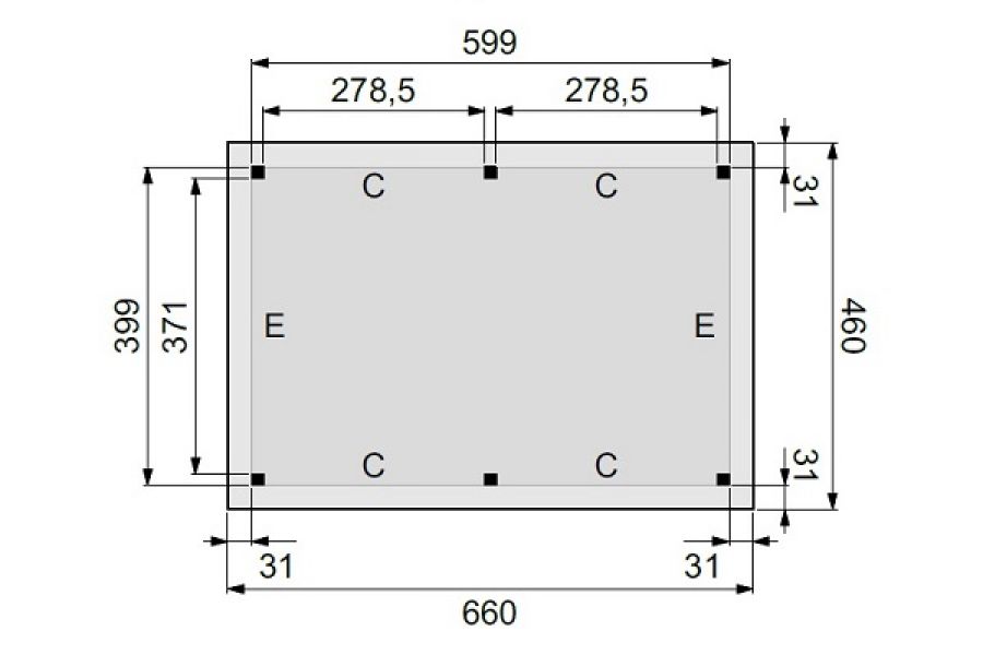 Plattegrond Overkapping Excellent XL 600x400 cm