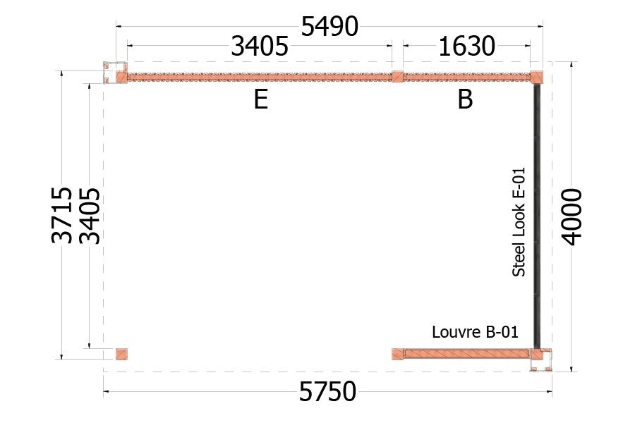 Plattegrond buitenverblijf Verona 575x400 cm rechts