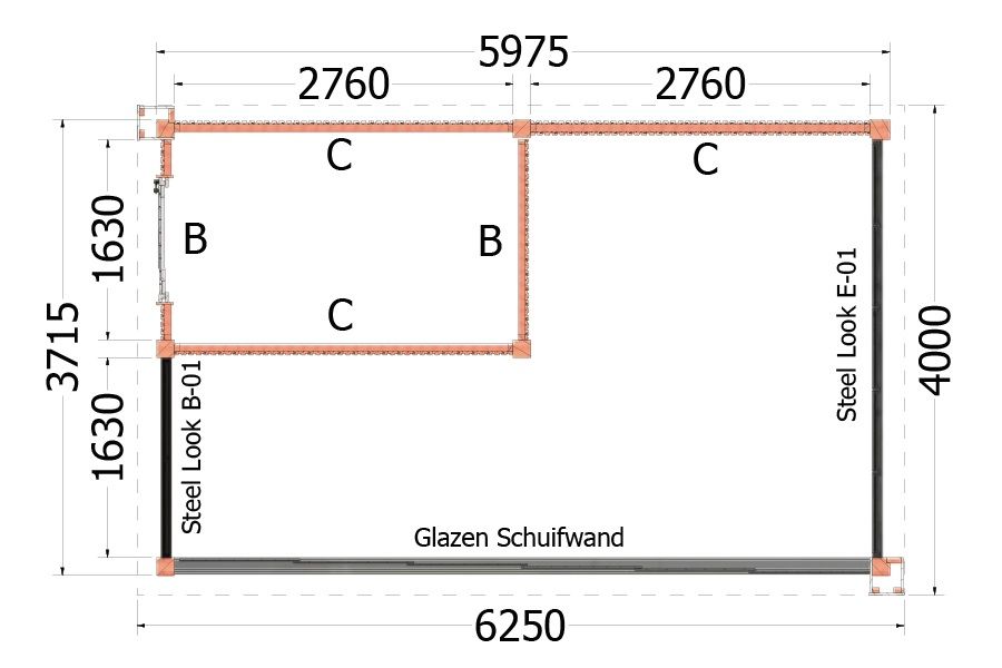 Plattegrond buitenverblijf Verona 625x400 cm model rechts