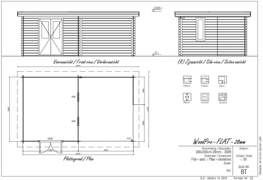 Blokhut/Tuinhuis Bunnik 600x350 cm - Plattegrond