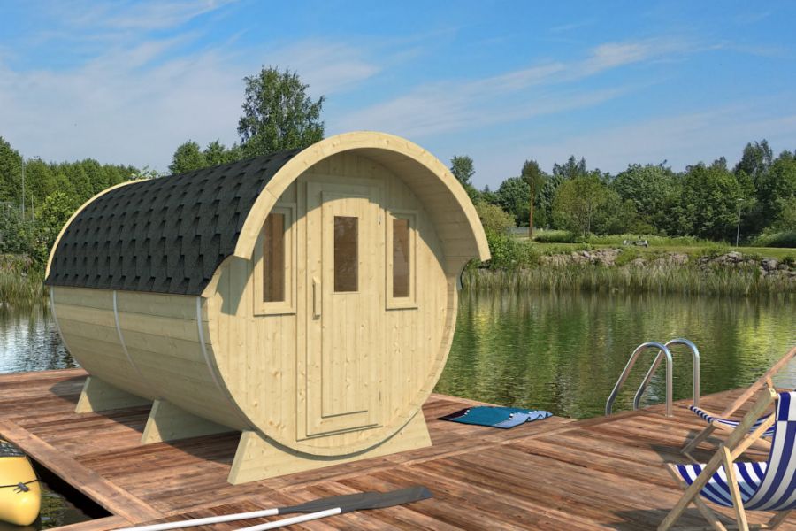 Camping Barrel 3.3 - 215x330 cm -  incl. dakshingles - thermisch gemodificeerd hout