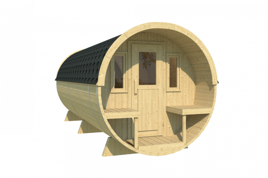 Camping Barrel 4.8 - 206x480 cm - incl. dakshingles - thermisch gemodificeerd hout