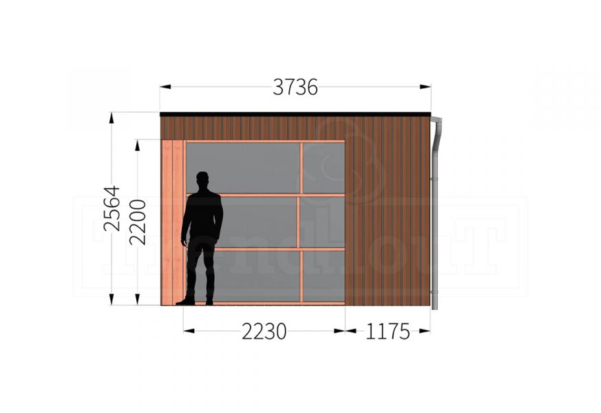 Buitenverblijf Capri 425x375 - Plat dak model links