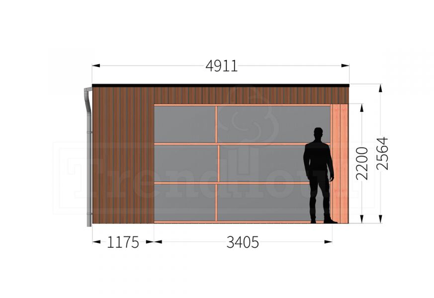 Buitenverblijf Capri 490x490 - Plat dak model links