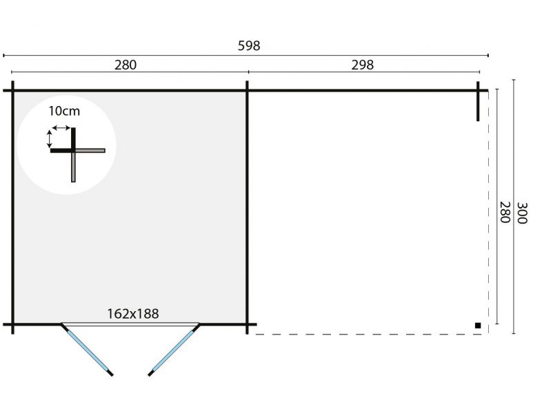 Blokhut Chappo 300x300 cm + luifel 298 cm - Groen geïmpregneerd