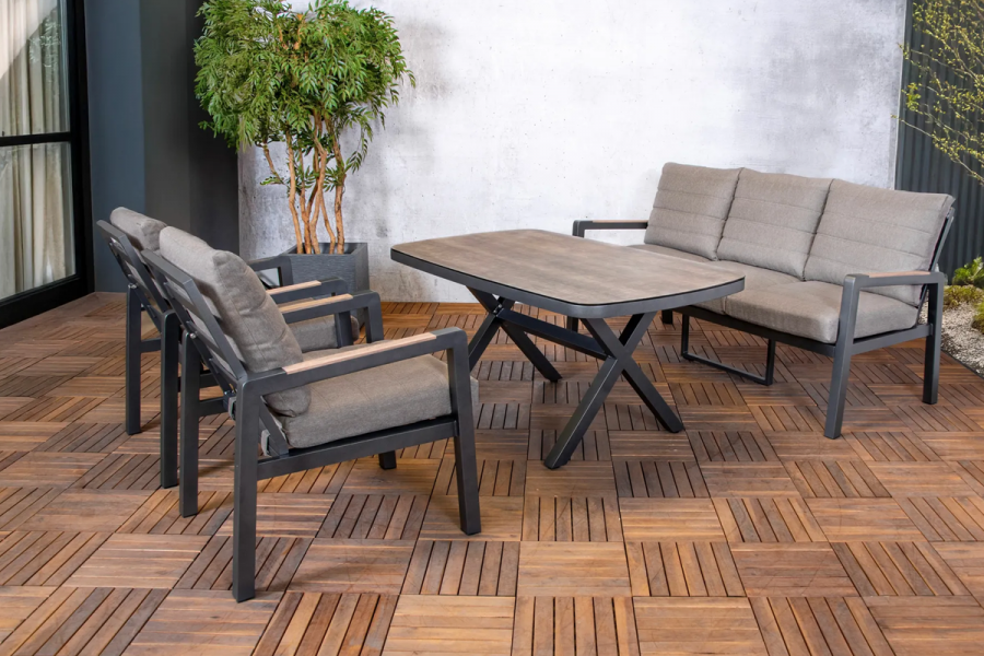 Loungeset Donna 4-delig – Aluminium met Taupe Kussens