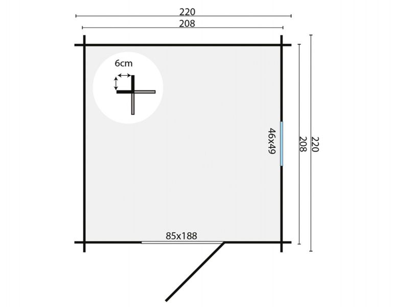 Blokhut Eigo 220x220 cm - Red class wood geïmpregneerd