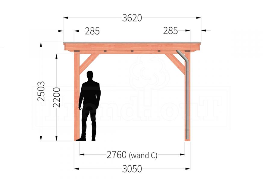 Buitenverblijf Florence 940x360 cm - Plat dak