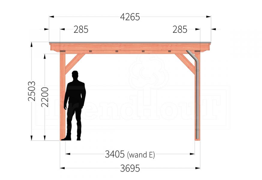 Buitenverblijf Florence 1480x425 cm - Plat dak