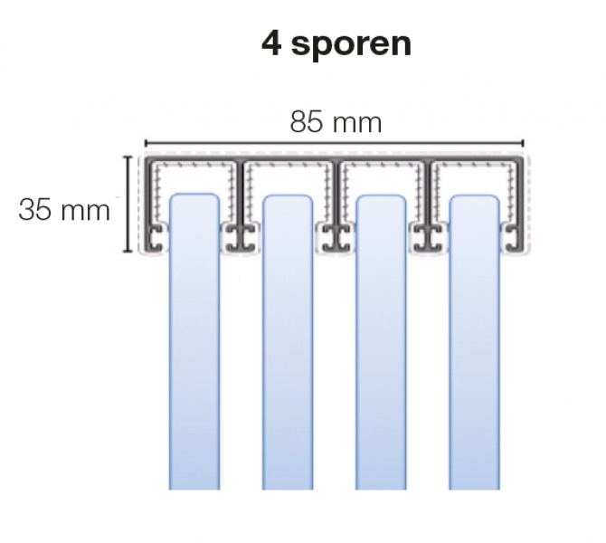 Glasschuifwand Greenline 4 spoor breedte 350 cm