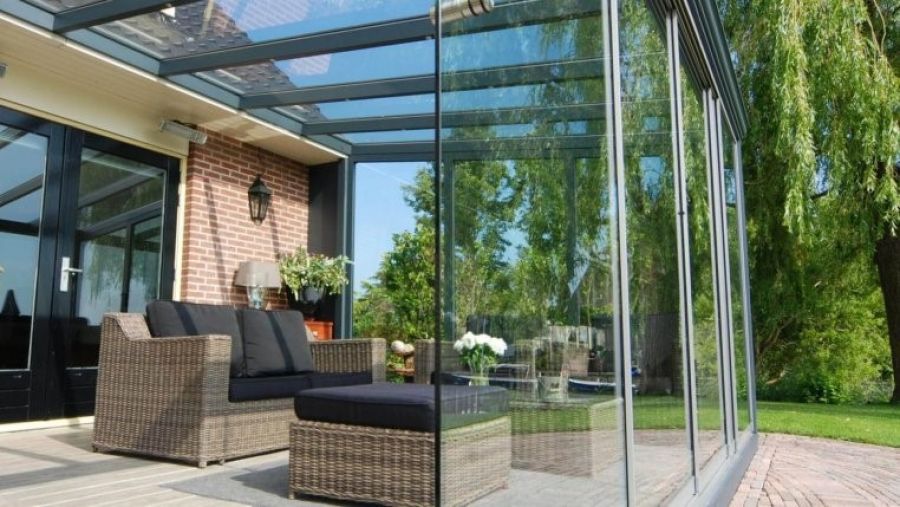 Glasschuifwand Profiline 5 spoor breedte 450 cm