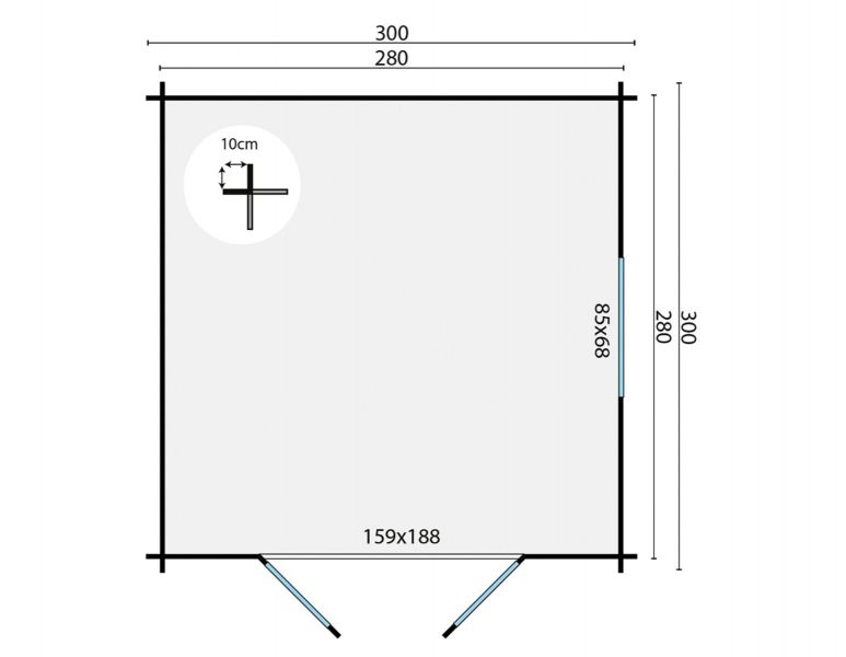 Blokhut Halvar 300x300 cm - Honing geïmpregneerd