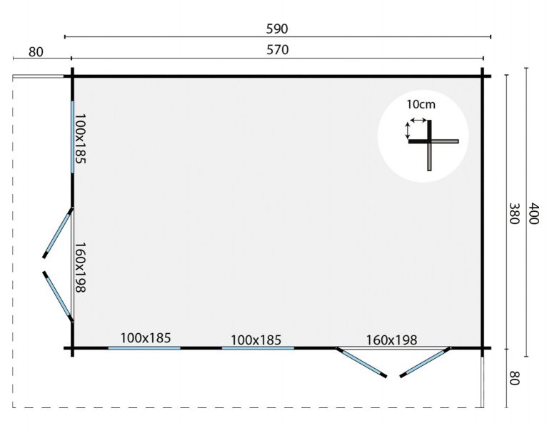 Blokhut Hildegard 570x380 cm