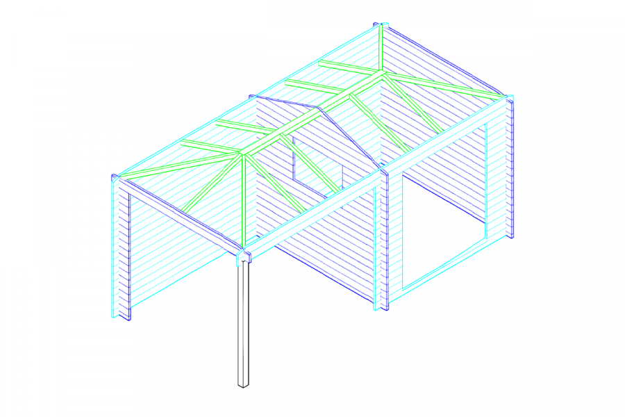 Blokhut 2525Z 250x250 cm + zijluifel 250 cm