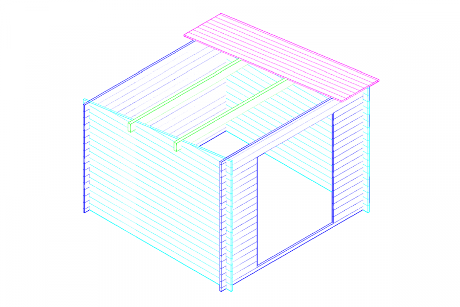 Blokhut 3030L 300x300 cm - exterieur gecoat