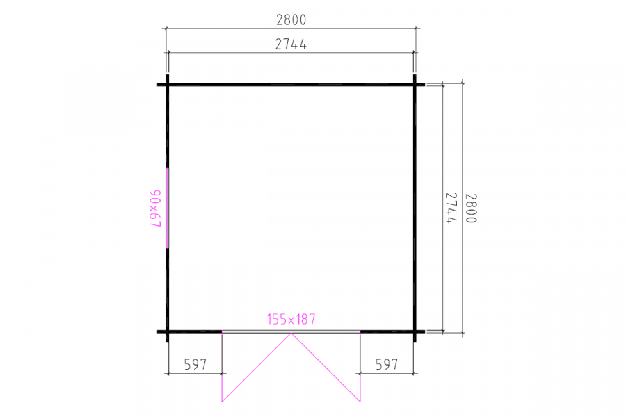 Blokhut 3032 300x300 cm + luifel 120 cm - geïmpregneerd 