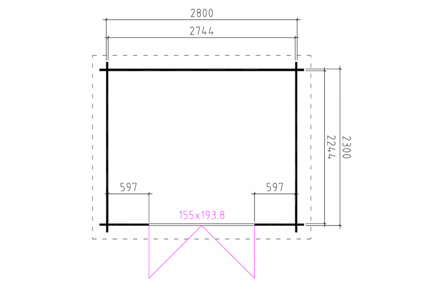 Blokhut 325M 300x250 cm - gecoat