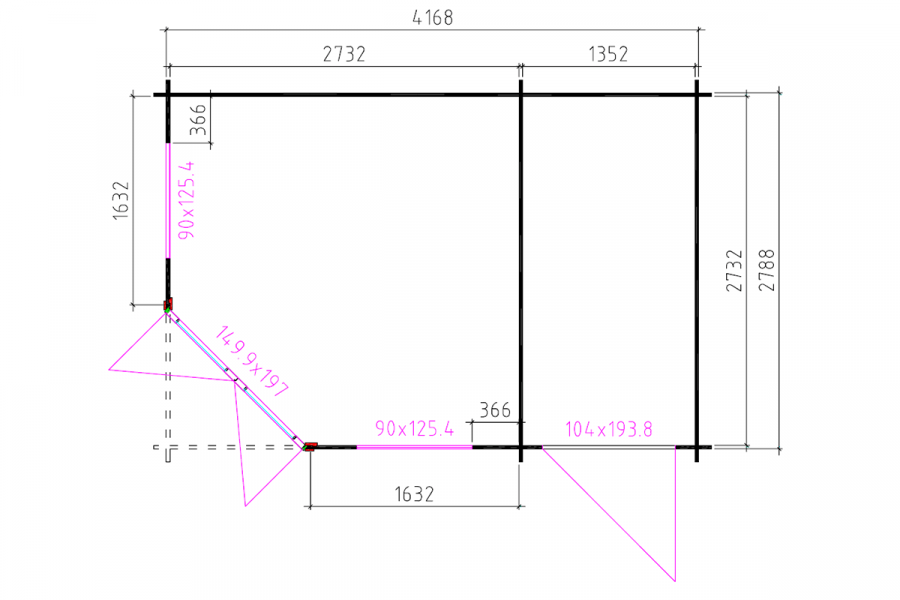 Blokhut 4355 300x440 cm - gecoat