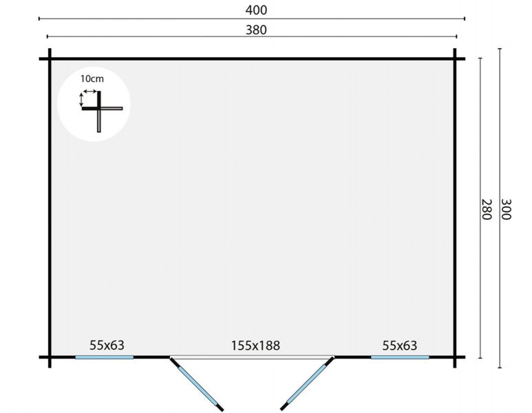 Blokhut Juha 400x300 cm - Bruin geïmpregneerd