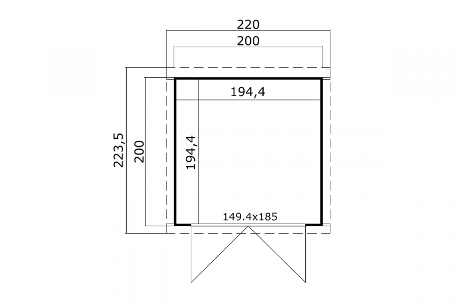 Tuinhuis Kibo 1 200x200 cm - Platinum Grey gecoat