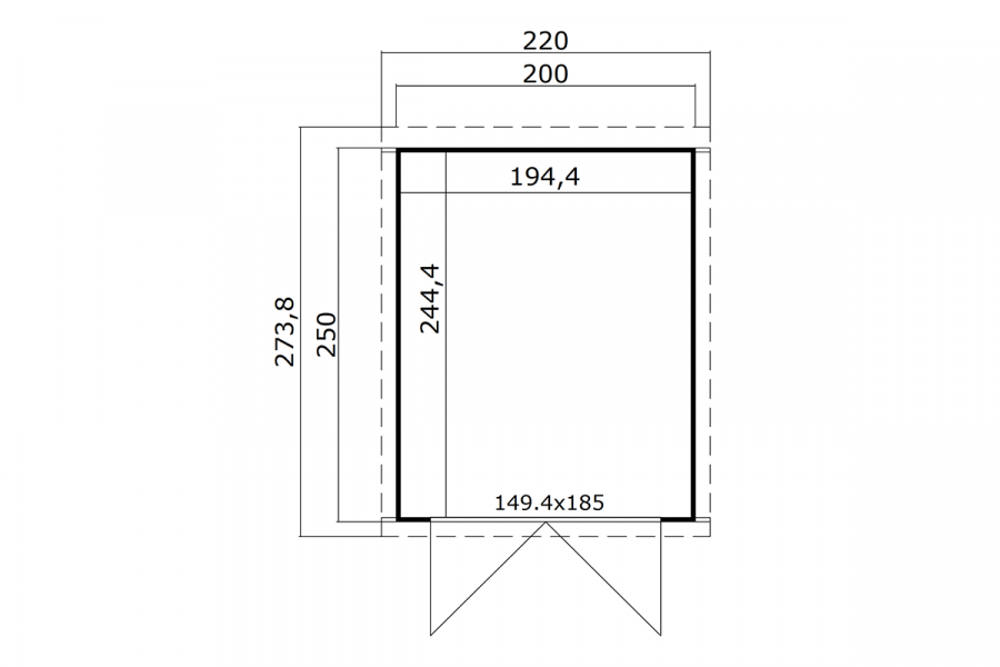 Tuinhuis Kibo 2 200x250 cm - Platinum Grey-Wit gecoat