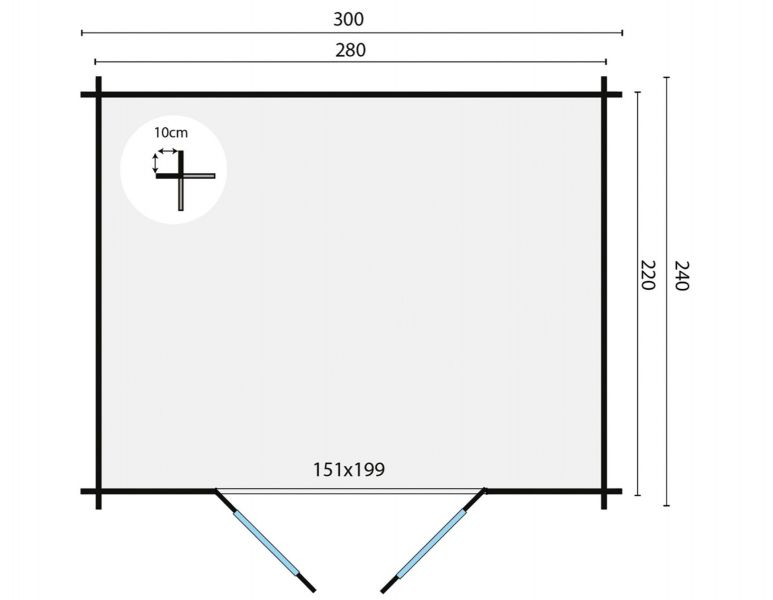 Blokhut Klair 300x240 cm - Groen geïmpregneerd