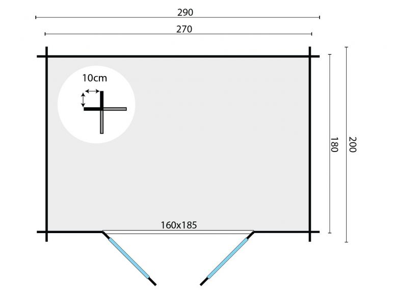 Blokhut Kris 290x200 cm - Groen geïmpregneerd