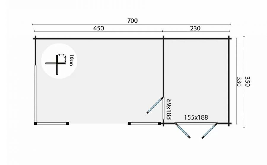 Blokhut Kukka - 700x350 cm - Groen geïmpregneerd