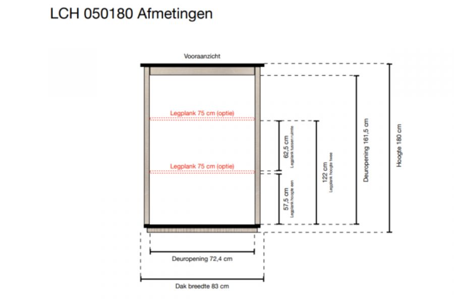 Hoge tuinkast 80x54x180 cm