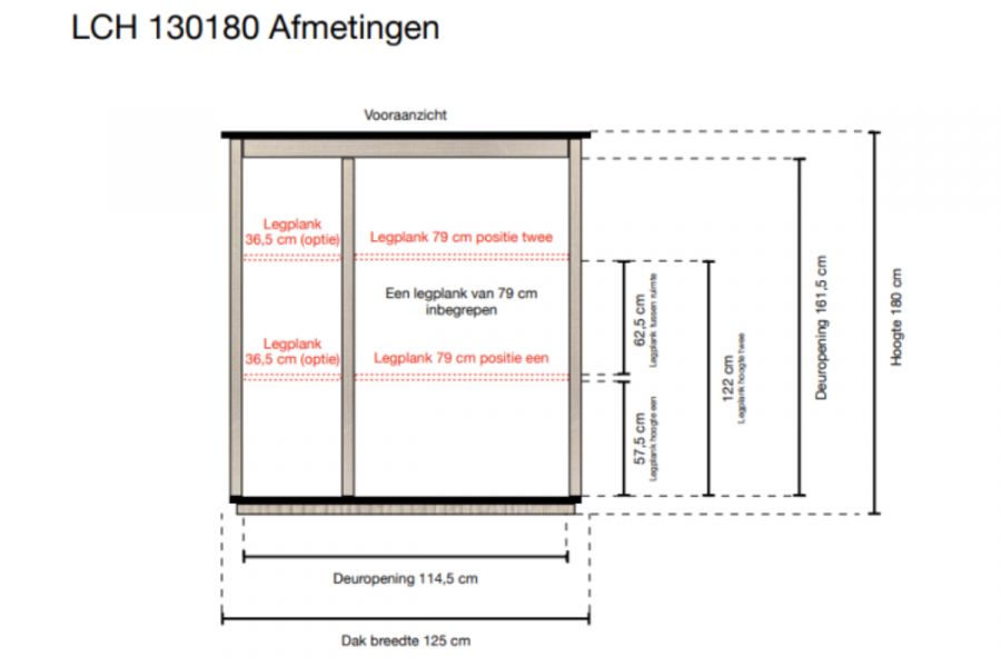 Hoge tuinkast 125x82x180 cm