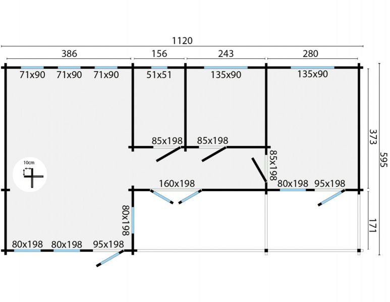 Blokhut Letterkenny 70 mm 1120x595 cm - Bruin geïmpregneerd