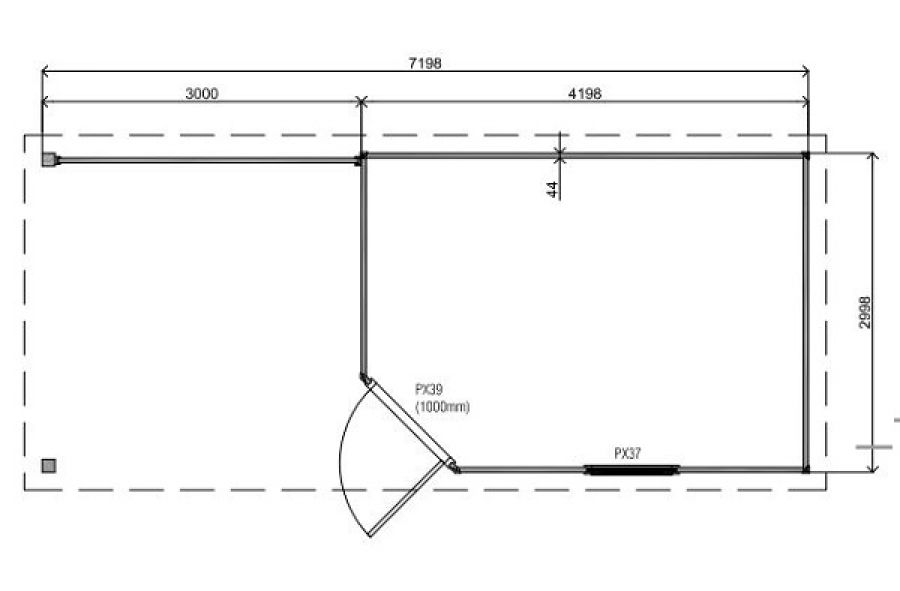 Lugarde Tuinhuis P5L2 720x300 cm - 44 mm - plattegrond