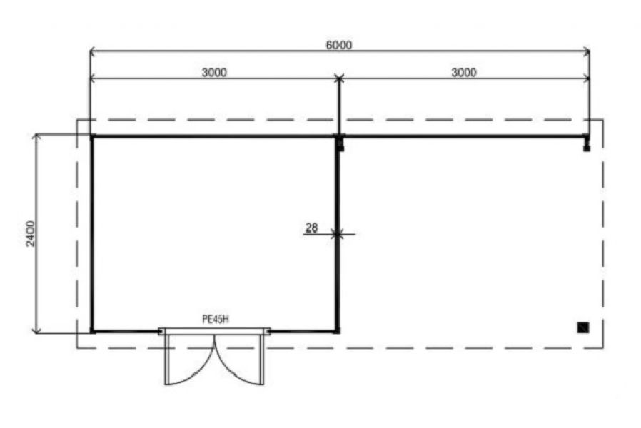 Lugarde Tuinhuis PR11 600x240 cm - 28 mm - plattegrond