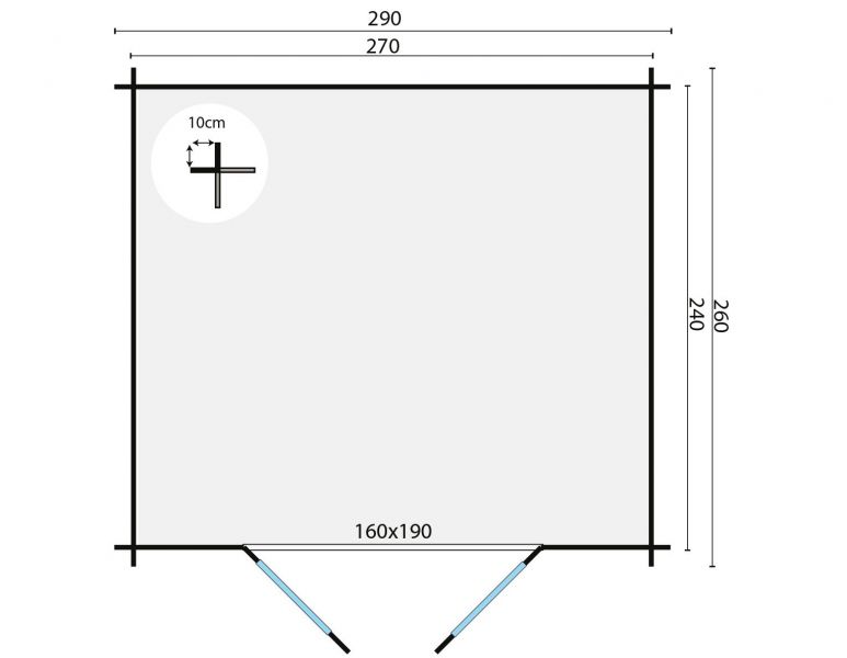 Blokhut Mila 290x260 cm - Grijs geïmpregneerd