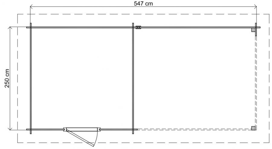 Lugarde Select Blokhut met overkapping Deventer 250x250cm + 300cm - Onbehandeld