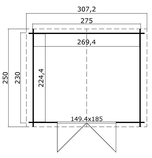 Blokhut Norah 275x230 cm plattegrond