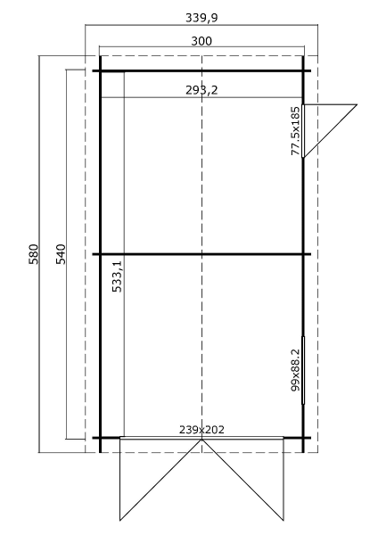 Garage Dillon 300x540 cm plattegrond