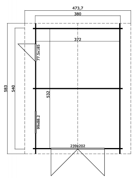 Garage Yarik 380x540 cm plattegrond