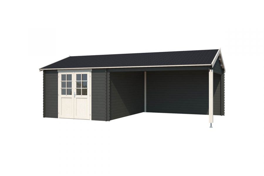 Blokhut Octavio 681x380 cm - Carbon Grey-Wit gecoat secondary