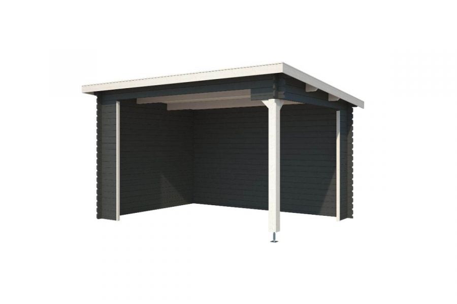 Blokhut Lara 380x275 cm - Carbon Grey-Wit gecoat secondary