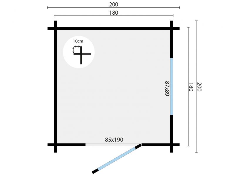 Blokhut  Frankie | 40 mm | onbehandeld | 200x220 cm