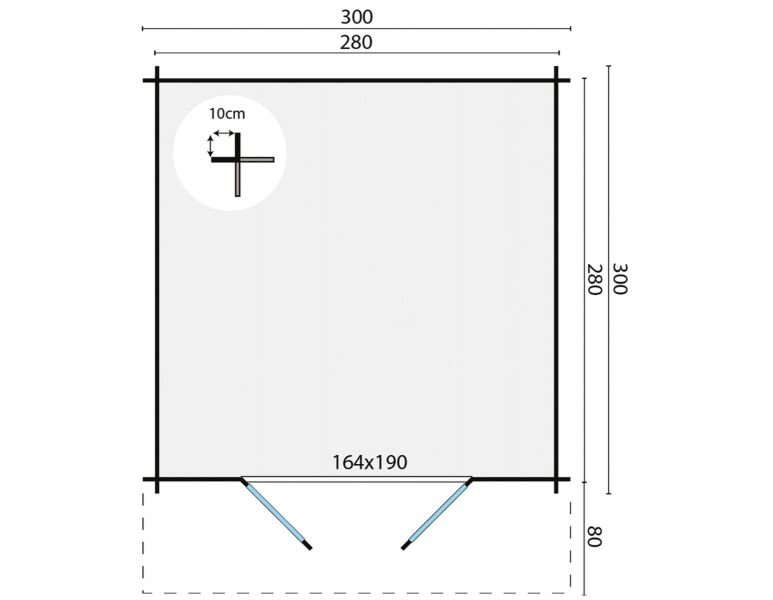 Blokhut Perlund 300x300 cm + luifel 80 cm