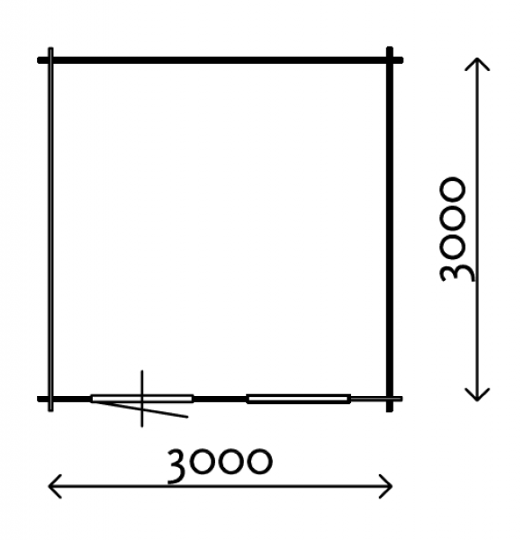 Lugarde Blokhut B5 300x300 cm - 28 mm - plattegrond