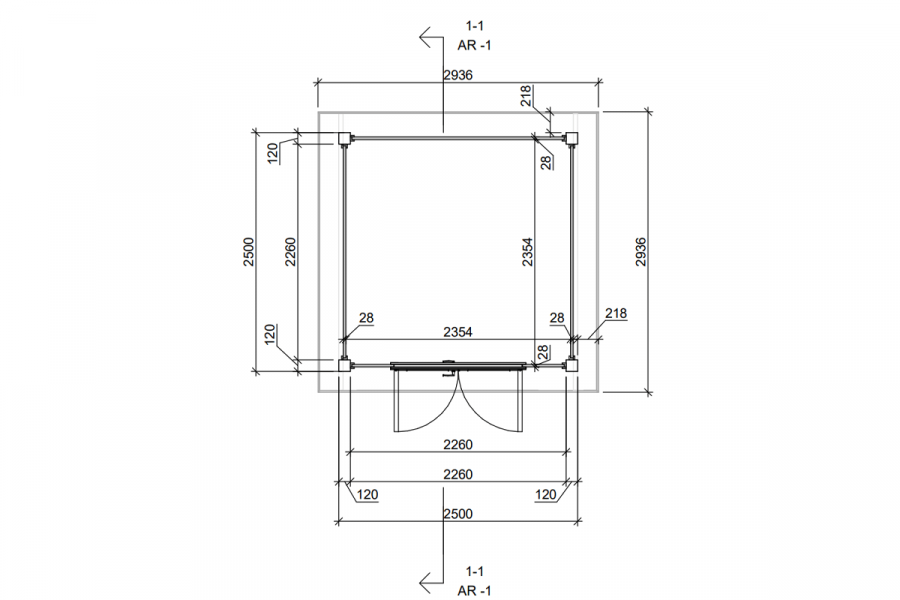 Prime Line blokhut 250x250 cm