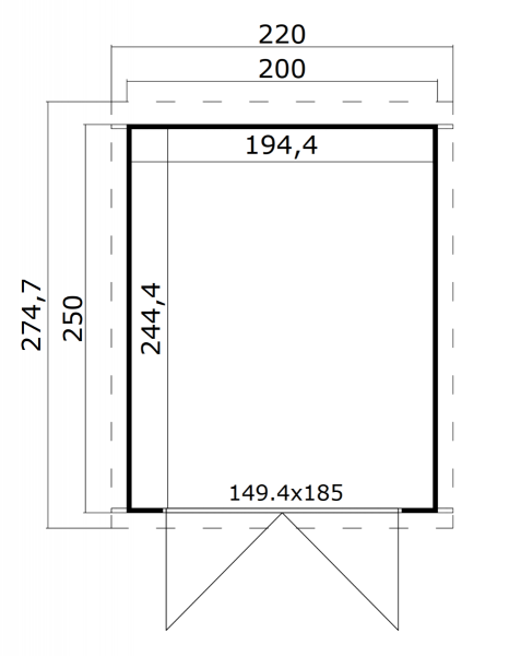 Tuinhuis Sara 200x250 cm