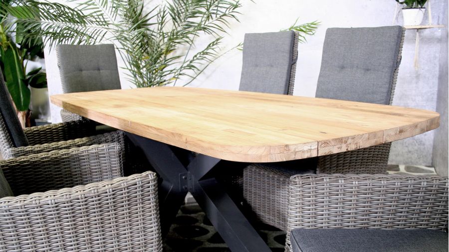 Brighton Teak tafel met aluminium poten - 220x100x75 cm