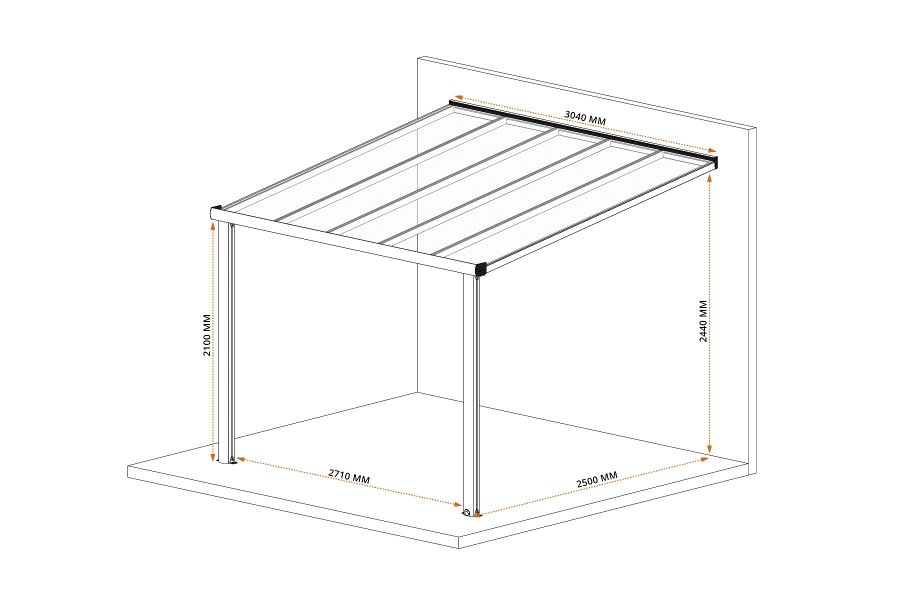 DHZ-veranda Smartline 304x250 cm - Antraciet structuur