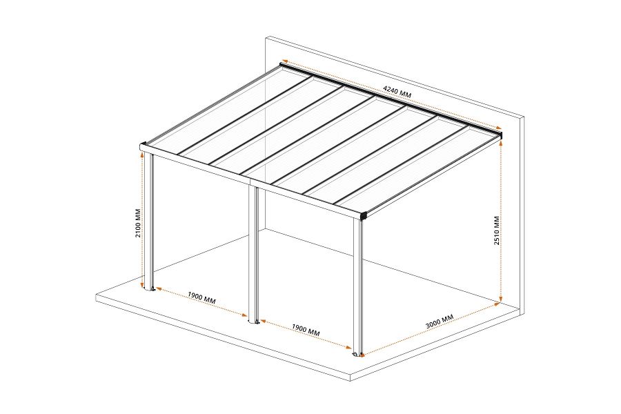 DHZ-veranda Smartline 424x300 cm - Antraciet structuur